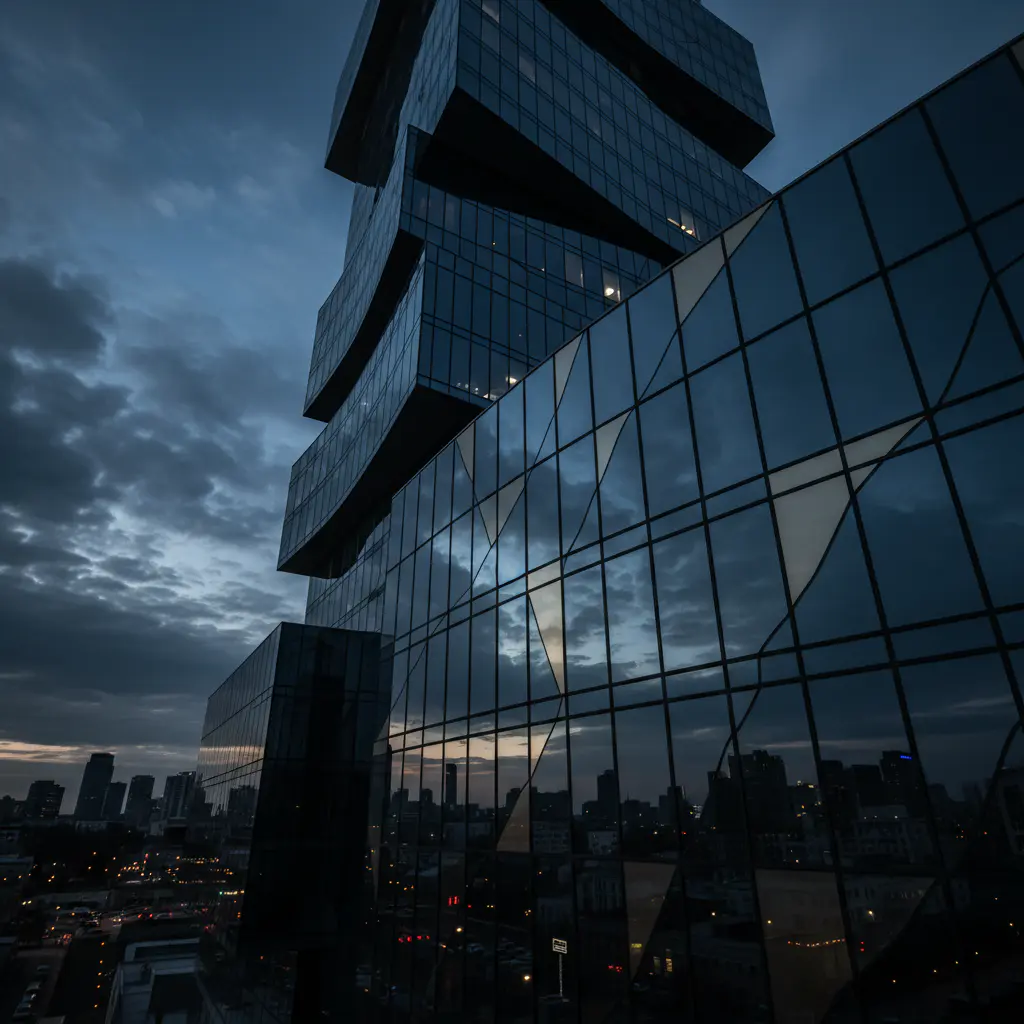 Abstracte reflectie in moderne wolkenkrabber